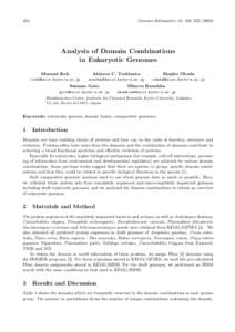Genome Informatics 14: 434–Analysis of Domain Combinations in Eukaryotic Genomes