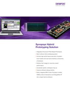 Synopsys Hybrid Prototyping Solution `` Integrates Virtual and FPGA-Based Prototypes `` Start multicore SoC prototyping earlier