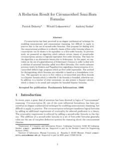 A Reduction Result for Circumscribed Semi-Horn Formulas Patrick Doherty Witold L ukaszewiczy