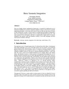 Basic Semantic Integration Christopher Menzel Texas A&M University Department of Philosophy College Station, Texas 