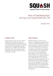 House of Lords Briefing Paper with respect to the Legal Aid Bill Clause 130 December 2011 Introduction