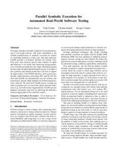 Parallel Symbolic Execution for Automated Real-World Software Testing Stefan Bucur Vlad Ureche