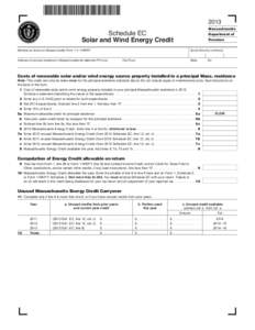 Schedule EC Solar and Wind Energy Credit Name(s) as shown on Massachusetts Form 1 or 1-NR/PY  Address of principal residence in Massachusetts (do not enter PO box)