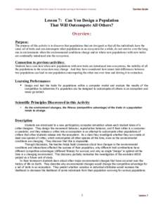 ModelSim Population Biology 2014v3.0- Center for Connected Learning at Northwestern University  Teacher Guide Lesson 7: Can You Design a Population That Will Outcompete All Others?