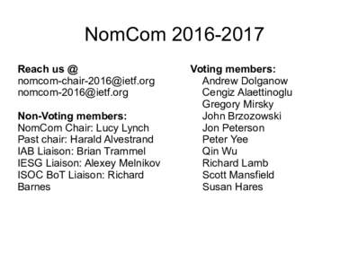 NomComReach us @   Non-Voting members: NomCom Chair: Lucy Lynch
