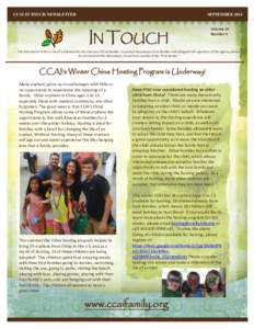 CCAI IN TOUCH NEWSLETTER  SEPTEMBER 2014 IN TOUCH