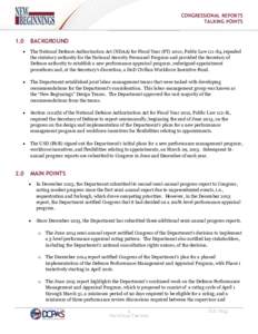 CONGRESSIONAL REPORTS TALKING POINTS 1.0  BACKGROUND