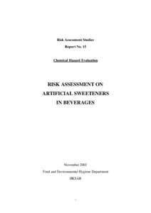 Risk Assessment Studies Report No. 15 Chemical Hazard Evaluation  RISK ASSESSMENT ON