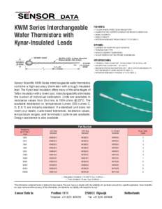 KWM Series Interchangeable Wafer Thermistors with Kynar-Insulated Leads EPOXY COAT  FEATURES: