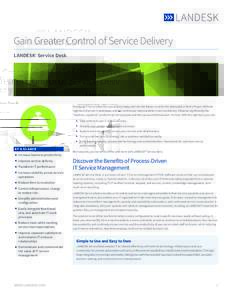 Gain Greater Control of Service Delivery LANDESK® Service Desk Managing IT service delivery successfully today and into the future is not for the distracted or faint of heart. With the right tools the task is attainable