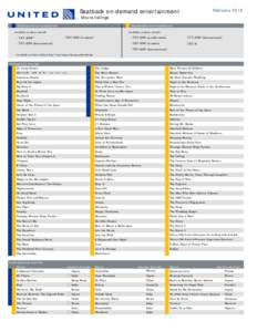 Seatback on-demand entertainment  February 2015 Movie listings Standard movie selection