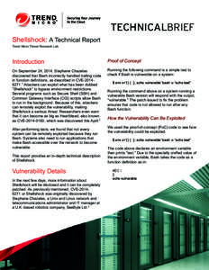 TECHNICALBRIEF Shellshock: A Technical Report Trend Micro Threat Research Lab Introduction