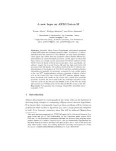 Computer architecture / Cryptography / Computing / ARM architecture / Acorn Computers / Microcontrollers / Embedded microprocessors / ARM Cortex-M / STM32 / Nippon Telegraph and Telephone / Post-quantum cryptography / Arm Holdings