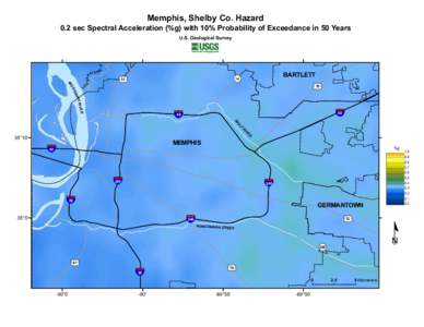 Memphis, Shelby Co. Hazard  0.2 sec Spectral Acceleration (%g) with 10% Probability of Exceedance in 50 Years E R