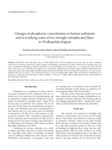 LimnologicalChanges Review of 7, phosphorus 4: concentration in bottom sediments and in overlying water