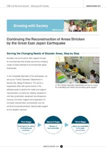 CSR and the Environment Growing with Society  KOMATSU REPORT 2013 Serving the Changing Needs of Disaster Areas, Step by Step Komatsu has continued to offer support through