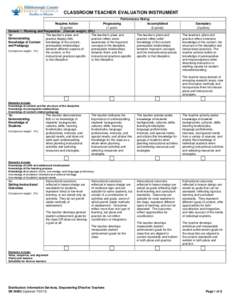 CLASSROOM TEACHER EVALUATION INSTRUMENT Performance Rating Requires Action