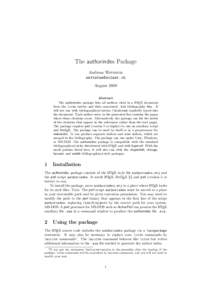 The authorindex Package Andreas Wettstein [removed] August 2008 Abstract The authorindex package lists all authors cited in a LATEX document