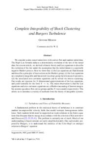 Arch. Rational Mech. Anal. Digital Object Identifier (DOIs00205Complete Integrability of Shock Clustering and Burgers Turbulence Govind Menon