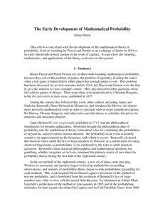 The Early Development of Mathematical Probability