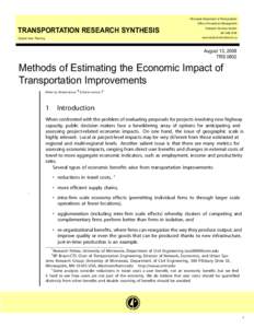 Minnesota Department of Transportation Office of Investment Management TRANSPORTATION RESEARCH SYNTHESIS  Research Services Section