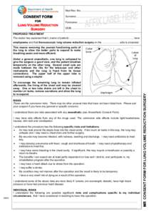 Med Rec. No………………………………………………………  CONSENT FORM FOR LUNG VOLUME REDUCTION SURGERY