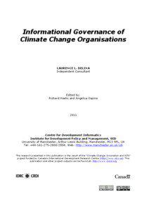 Informational Governance of Climate Change Organisations