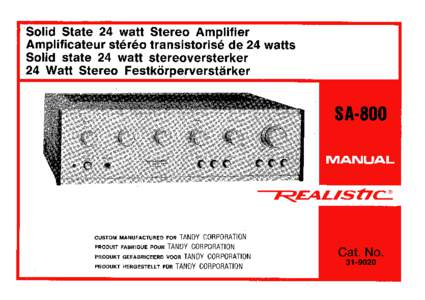 Solid State 24 watt Stereo Amplifier Amplificateur stereo transistorise de 24 watts Solid state 24 watt stereoversterker 24 Watt Stereo Festkorperverstarker .44