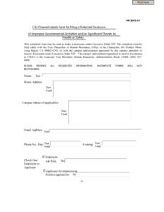 Print Form  HR[removed]CSU Channel Islands Form for Filing a Protected Disclosure
