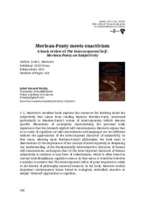 Book Reviews AVANT, Vol. V, NoISSN: avant.edu.pl/en0010  Merleau-Ponty meets enactivism