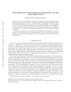 THE CHROMATIC POLYNOMIAL OF FATGRAPHS AND ITS CATEGORIFICATION arXiv:math/0511557v3 [math.CO] 28 NovMARTIN LOEBL AND IAIN MOFFATT