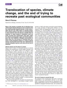 Translocation of species, climate change, and the end of trying to recreate past ecological communities