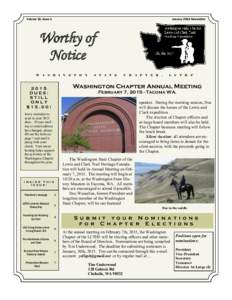 January 2015 Newsletter  Volume 16, Issue 1 Worthy of Notice