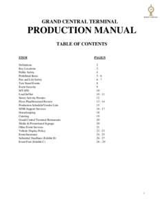 2009 GRAND CENTRAL TERMINAL EVENT PRODUCTION MANUAL
