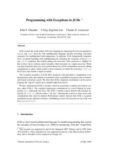 Programming with Exceptions in JCilk John S. Danaher I-Ting Angelina Lee  1