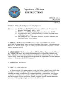Department of Defense  INSTRUCTION NUMBER[removed]May 17, 2010 USD(P&R)