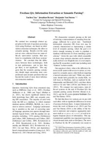 Computational linguistics / Information / Information retrieval / Semantic Web / World Wide Web / Question answering / Freebase / DBpedia / Yes and no / Science / Information science / Natural language processing