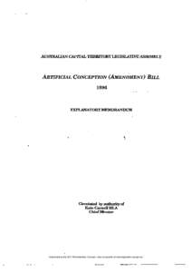 AUSTRALIAN CAPITAL TERRITORY LEGISLATIVE ASSEMBLY  ARTIFICIAL CONCEPTION (AMENDMENT) BILL 1996
