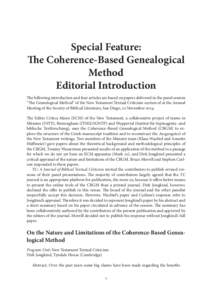 CBGM Panel discussion - Editorial Introdcution