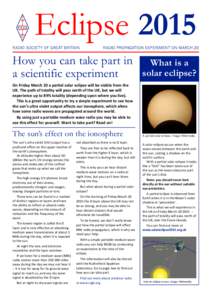 Eclipse 2015 RADIO SOCIETY OF GREAT BRITAIN RADIO PROPAGATION EXPERIMENT ON MARCH 20  How you can take part in