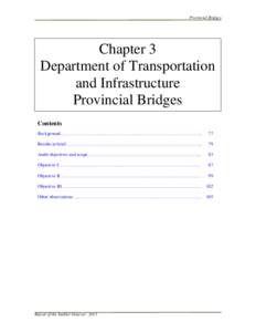 Provincial Bridges  Chapter 3 Department of Transportation and Infrastructure Provincial Bridges