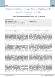 en1  Editorial Electronic Healthcare: Interoperability and Applications for Medicine, Health and Home Care