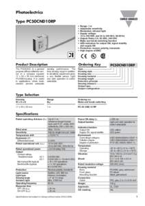 Photoelectrics Type PC50CND10RP • • • •