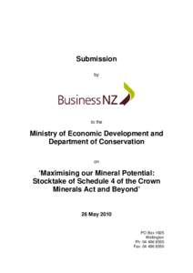 Submission by to the  Ministry of Economic Development and