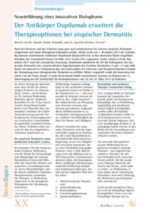 Dermatotherapie  Neueinführung eines innovativen Biologikums Der Antikörper Dupilumab erweitert die Therapieoptionen bei atopischer Dermatitis
