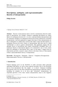 Philos Stud DOIs11098Descriptions, ambiguity, and representationalist theories of interpretation Philipp Koralus