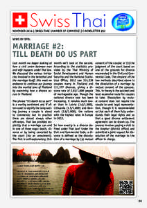 NOVEMBER 2014 | SWISS-THAI CHAMBER OF COMMERCE | E-NEWSLETTER #52 NEWS BY DFDL MARRIAGE #2: TILL DEATH DO US PART Last month we began looking at