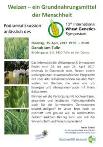 Weizen – ein Grundnahrungsmittel der Menschheit 13th International Wheat Genetics Symposium