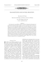 Volume 80, No. 1  THE QUARTERLY REVIEW OF BIOLOGY March 2005