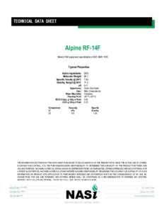 TECHNICAL DATA SHEET  Alpine RF-14F Meets FAA approved specifications SAE AMSTypical Properties
